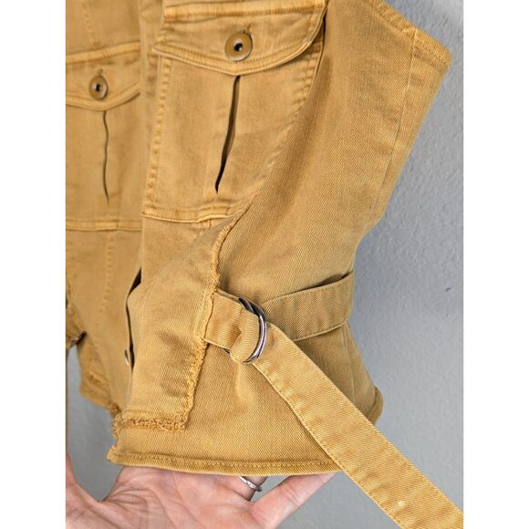 Anthropologie Vest Jacket Wms Sz XL Utility Crop Raw Hem Mustard Boho Capsule - Picture 5 of 7